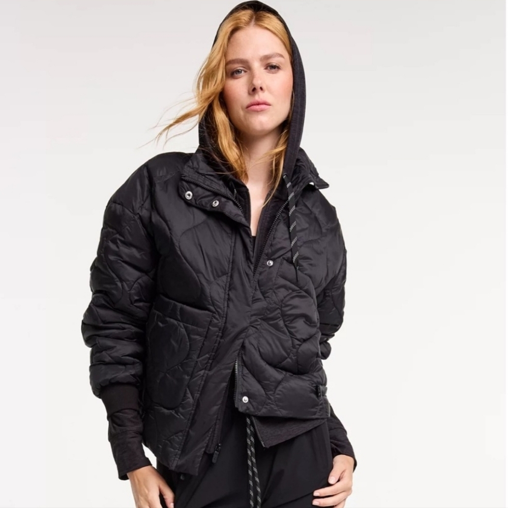 FLX Women's Quilted Mineral Black Jacket Button And Zip Closure New With Tags
